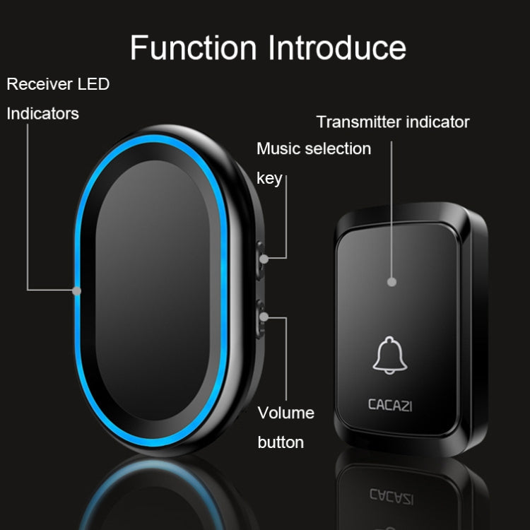 CACAZI A80 1 For 1 Wireless Music Doorbell without Battery, Plug:UK Plug(White)