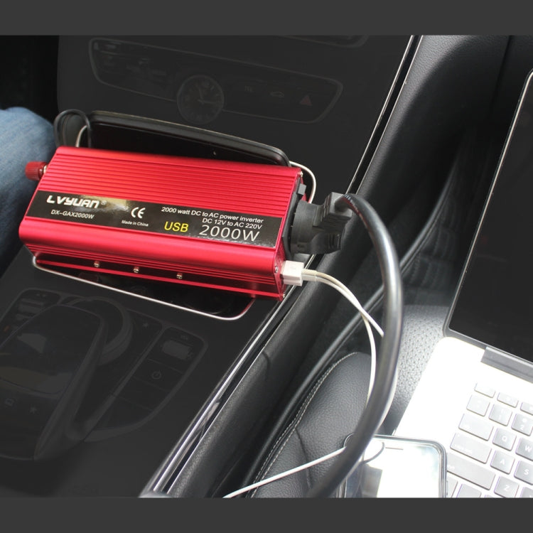 LVYUAN Car Inverter Dual USB Power Converter, 12V to 220V 1500W, 24V to 220V 1500W, 12V to 220V 1500W UK Plug, 12V to 220V 1500W AU Plug, 12V to 110V 1500W US Plug, 12V to 220V 2000W, 24V to 220V 2000W, 12V to 220V 2000W UK Plug, 12V to 220V 2000W AU P...