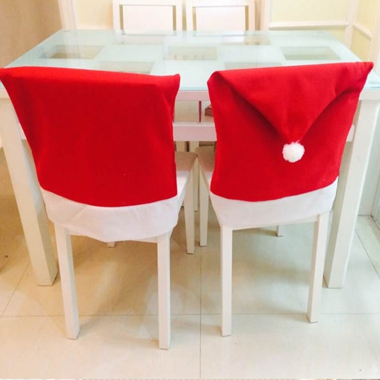 Chair Back Cover Santa Clause Red Hat for Home New Year Decor, Santa Clause
