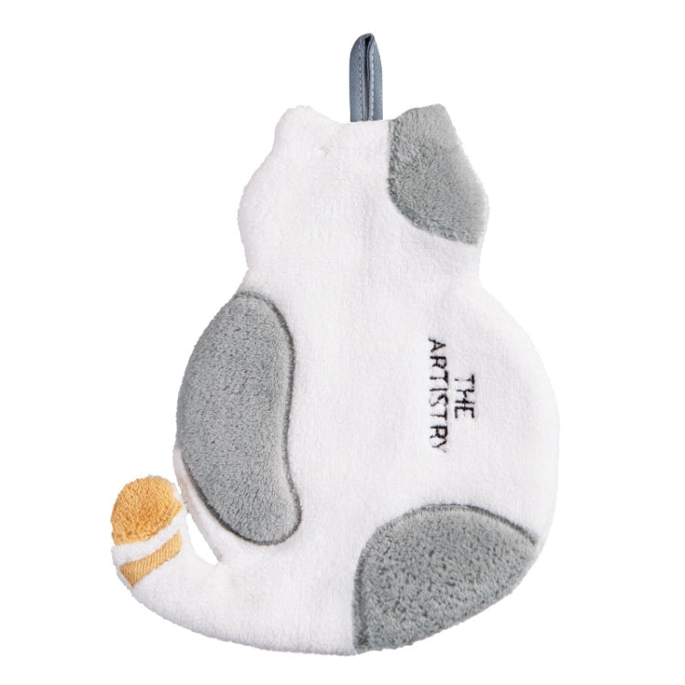 Home Kitchen Bathroom Cute Cat Hand Towel, Yellow, Grey