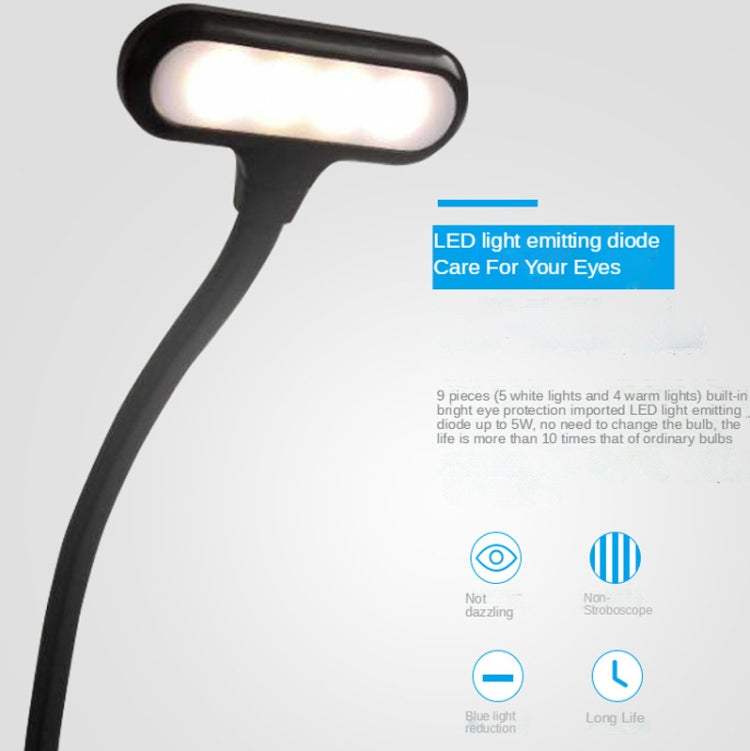 8021 Mini Book Clip Light LED Music Score Eye Protection Reading Lamp, Black, White