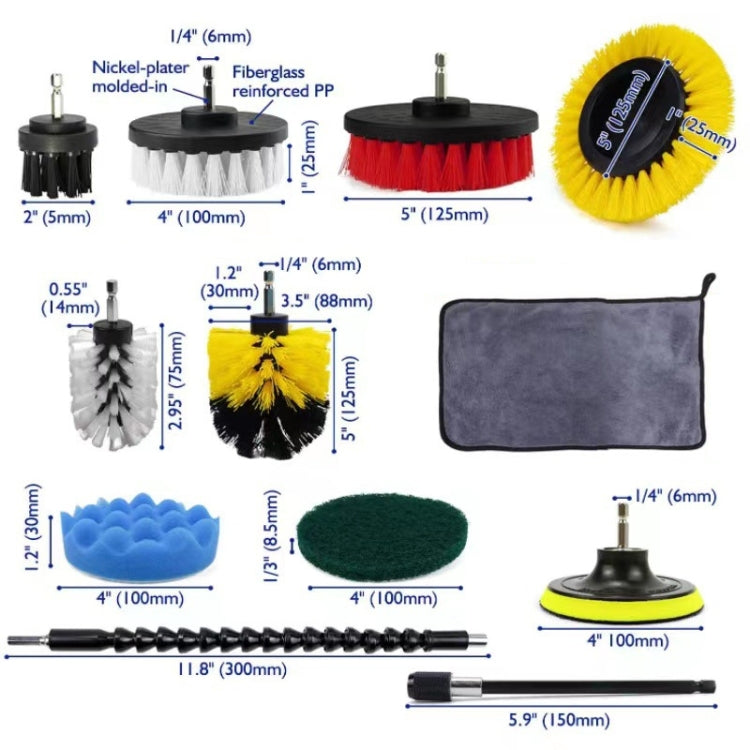 Car Tire Slits Multi-Function Cleaning Brush, 23 PCS / Set