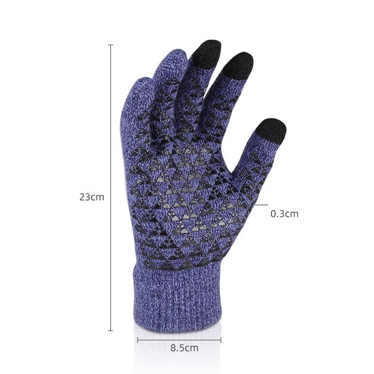 1 Pair Thick Velvet Touch Screen Knitted Warm Gloves, Free Size