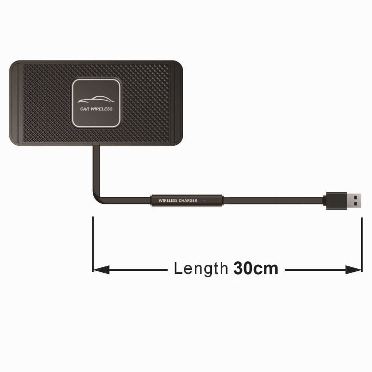 15W QI Car Wireless Charging Anti-Skid Pad, C1 30cm Cable