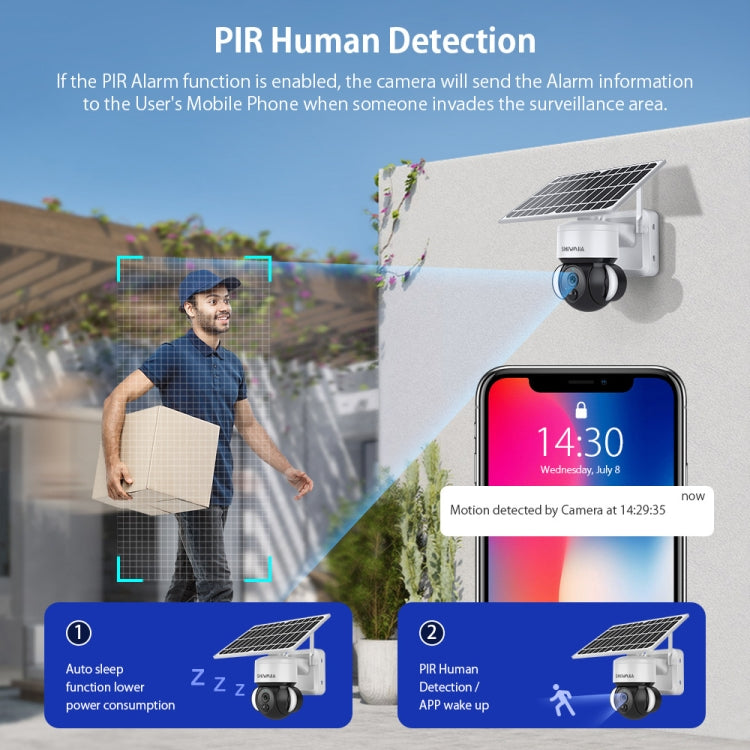 SHIWOJIA IP66 Waterproof WiFi Solar Dome IP Camera,  Support Two-way Audio & PIR Motion Detection & Night Vision & TF Card(1080P Graffiti Solar WiFi Version)
