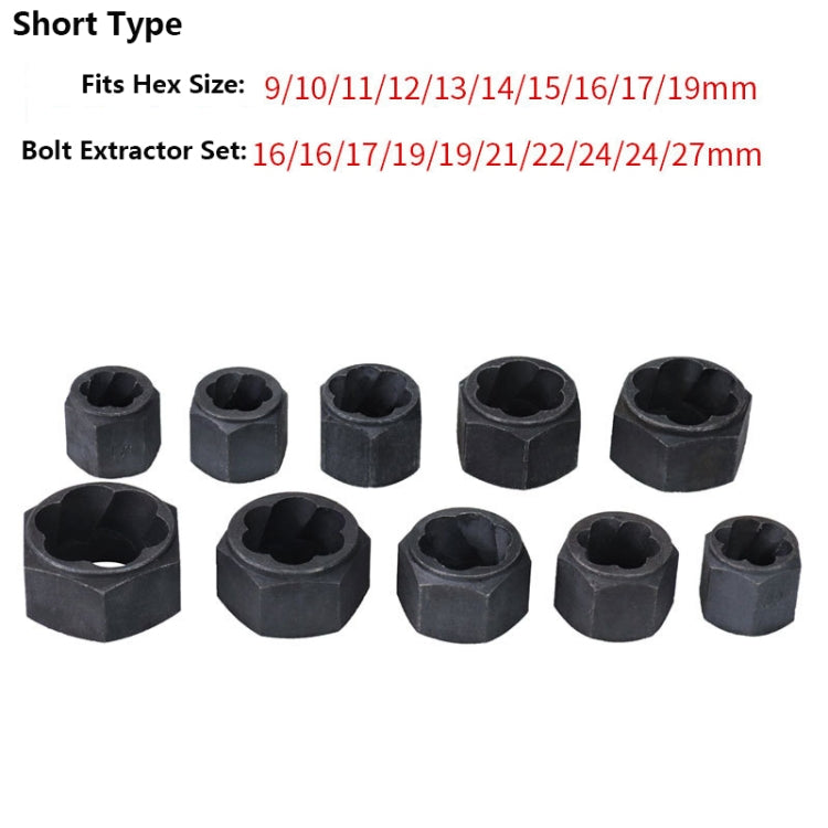 10 PCS / Set Nut Extractor Screw Removal Tool Break Wire Bolt Extractor, High, Short