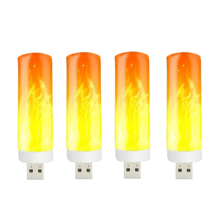 4 PCS USB Candlelight LED Imitation Flame Lamp, 4 PCS Flame Lamp