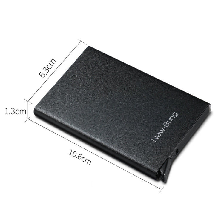 NEWBRING Metal Wallet Automatic Pop-up Anti-degaussing Card Holder, Blue, Black, Rose Red, Grey, Black With Back Stickers, Gray With Back Stickers