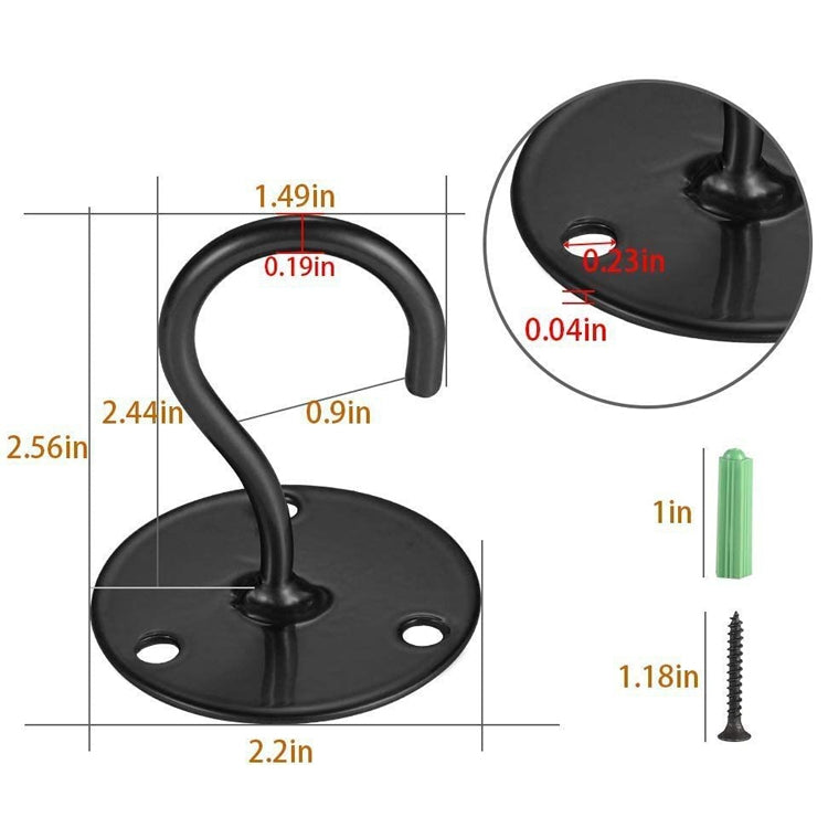 4 PCS Iron Ceiling Hook Balcony Flower Basket Hook Wall Clothes Hook, Black, White