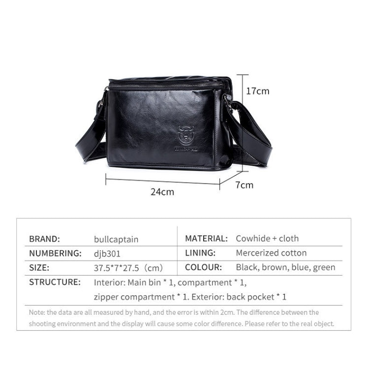 BULL CAPTAIN Leather Shoulder Messenger Bag For Men, Cool Black, Brown, Smog Blue, Dark Night Green