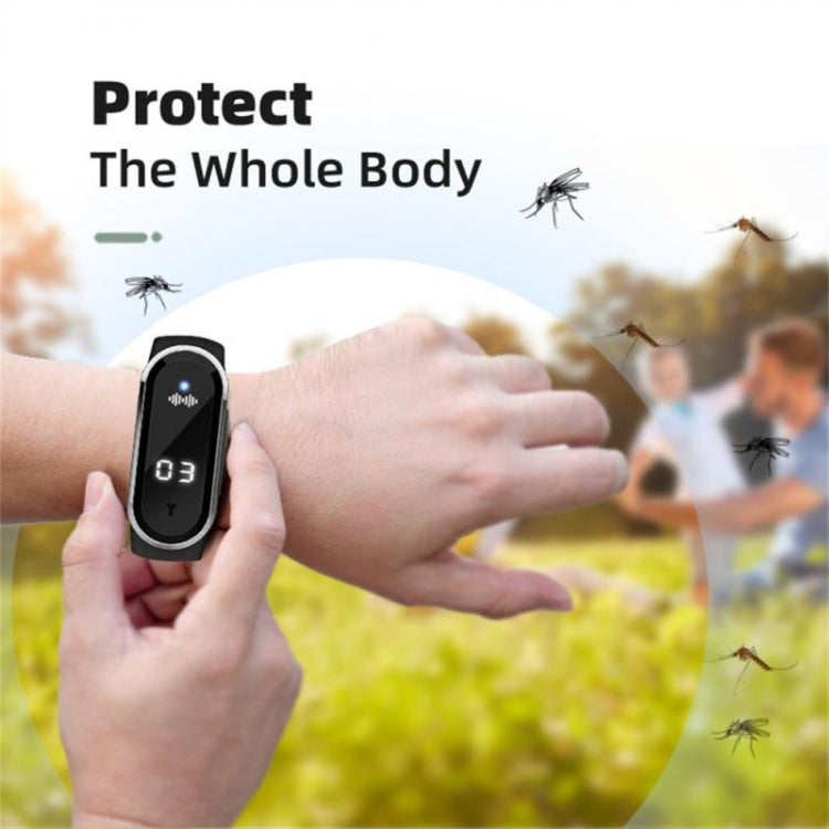 M21  Ultrasonic Mosquito Repellent Bracelet with Step Counter & Clock & Temperature Function, M21 (Black), M21 (White)
