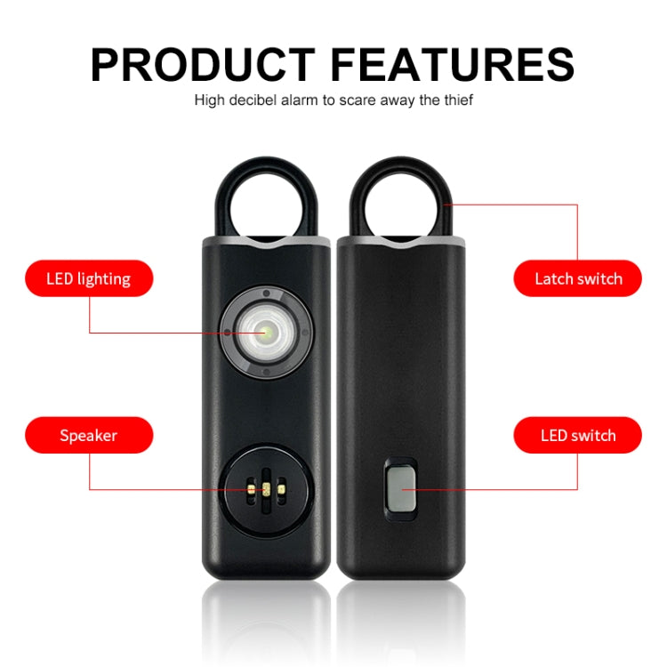 Anti-wolf Alarm Rechargeable Female Student Self-defense Keychain(Black)