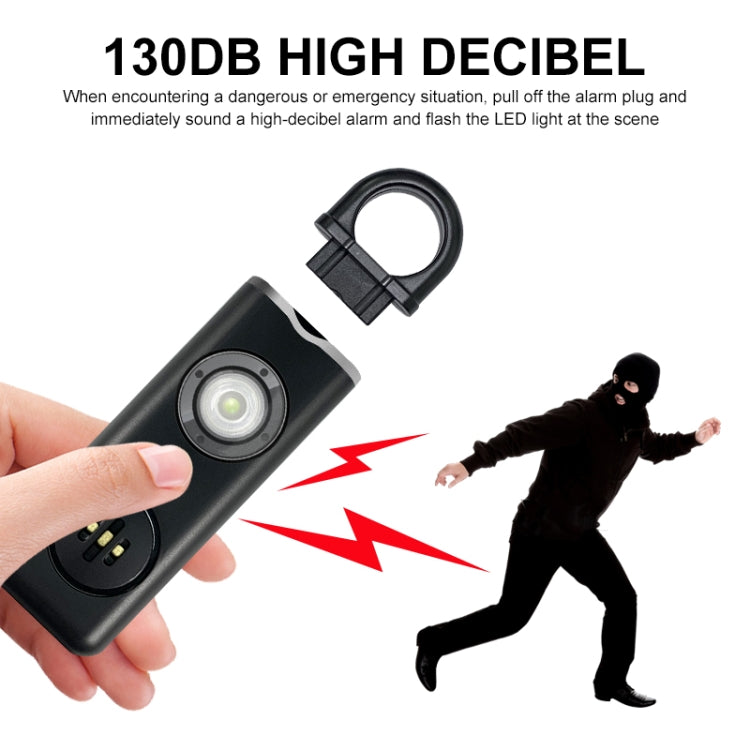 Anti-wolf Alarm Rechargeable Female Student Self-defense Keychain(Black)