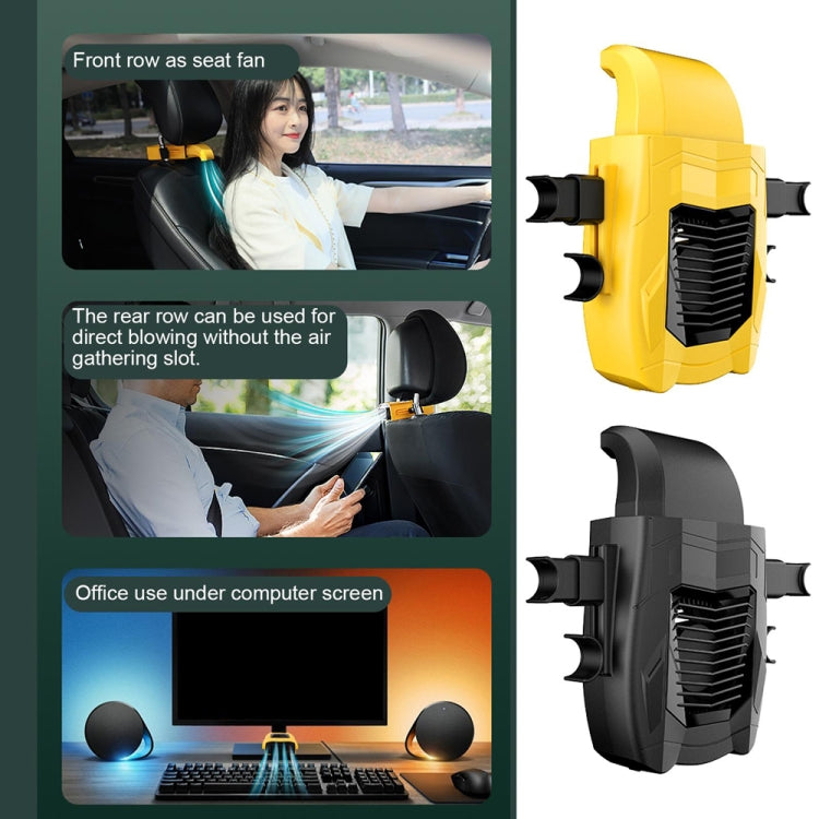 F415 Car Multifunctional Seat Back USB Fan, Black, Yellow