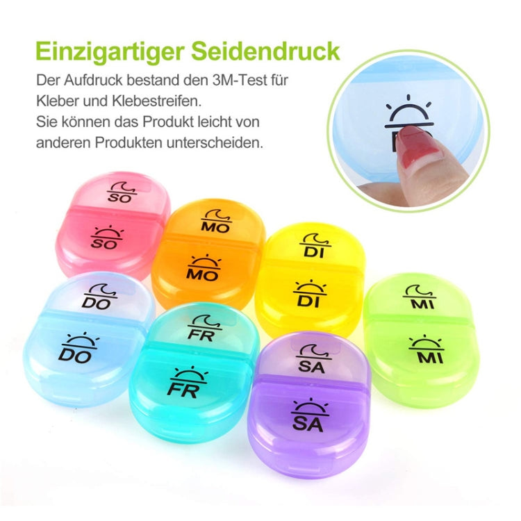 Week 14 Grids Rainbow Portable Plastic Compartment Medicine Box