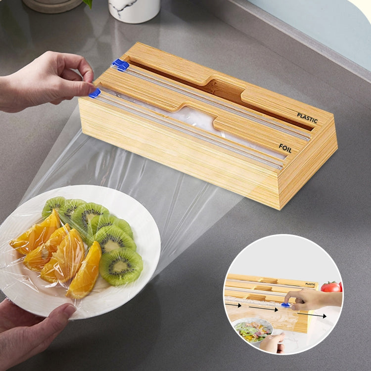 Aluminum Foil Wrap Dispenser Wood Storage Box for Kitchen Drawer,Style:, Two Slots, Three Slots