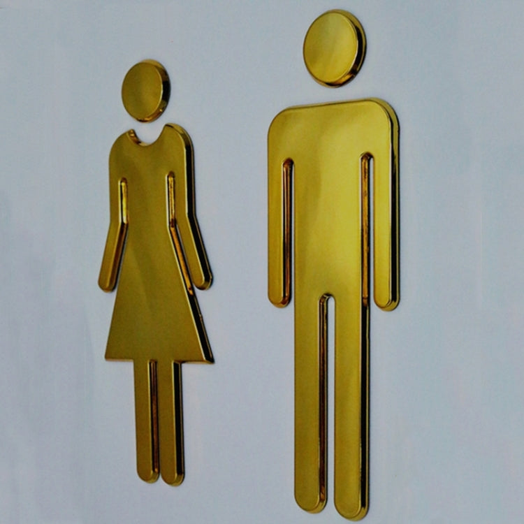 2 PCS 20cm 3D DIY Man & Woman Toilet Sticker WC Door Sign Decals Toilet Signs, 20cm (Silver), 20cm (Black), 20cm (Rose Gold), 20cm (Antique Copper)