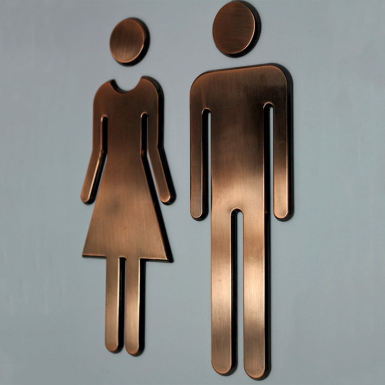 2 PCS 20cm 3D DIY Man & Woman Toilet Sticker WC Door Sign Decals Toilet Signs, 20cm (Silver), 20cm (Black), 20cm (Rose Gold), 20cm (Antique Copper)