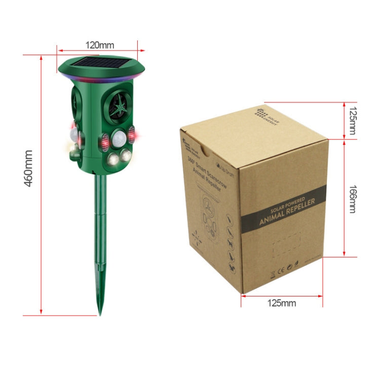 RC-543 Solar Energy 360 Degree Omnidirectional Ultrasonic Bird Repeller Animal Repeller, RC-543 Dark Green