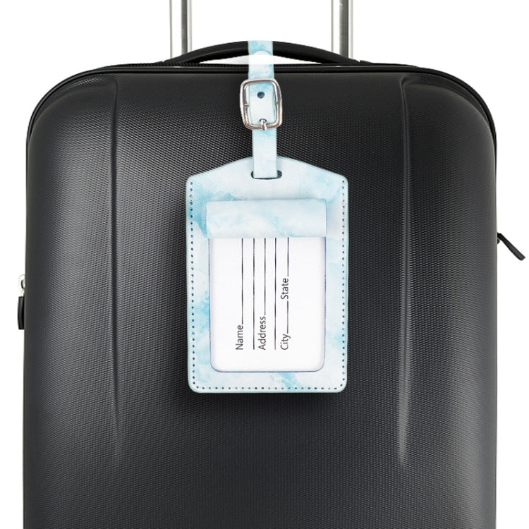 Marbled PU Leather Luggage Tag Oil Edge Sewing With Metal Hardware Buckle