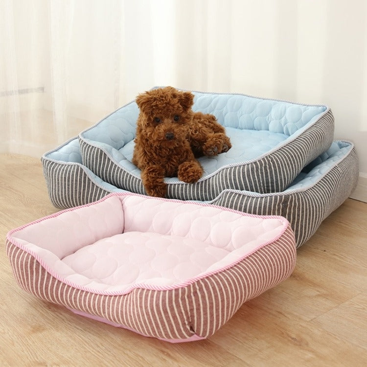 Summer Cold Feeling Dog Cat Kennel Ice Silk Cool Den M(Pink)