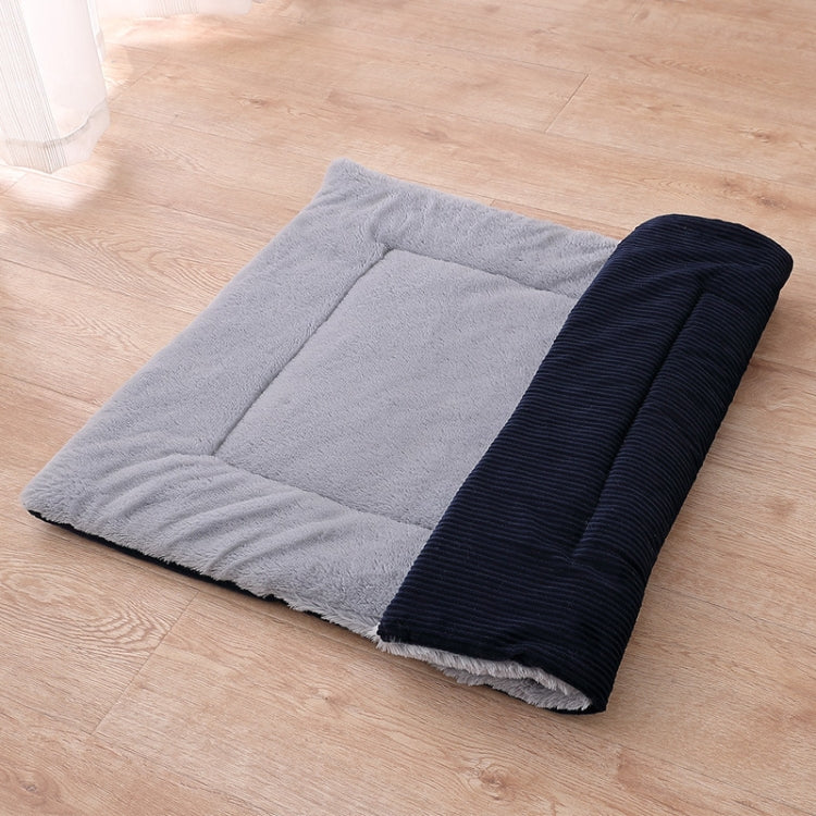 Double Sided Pet Mat Four Seasons Warm Dog Blanket,Size: S(Wick Strip Dark Blue)