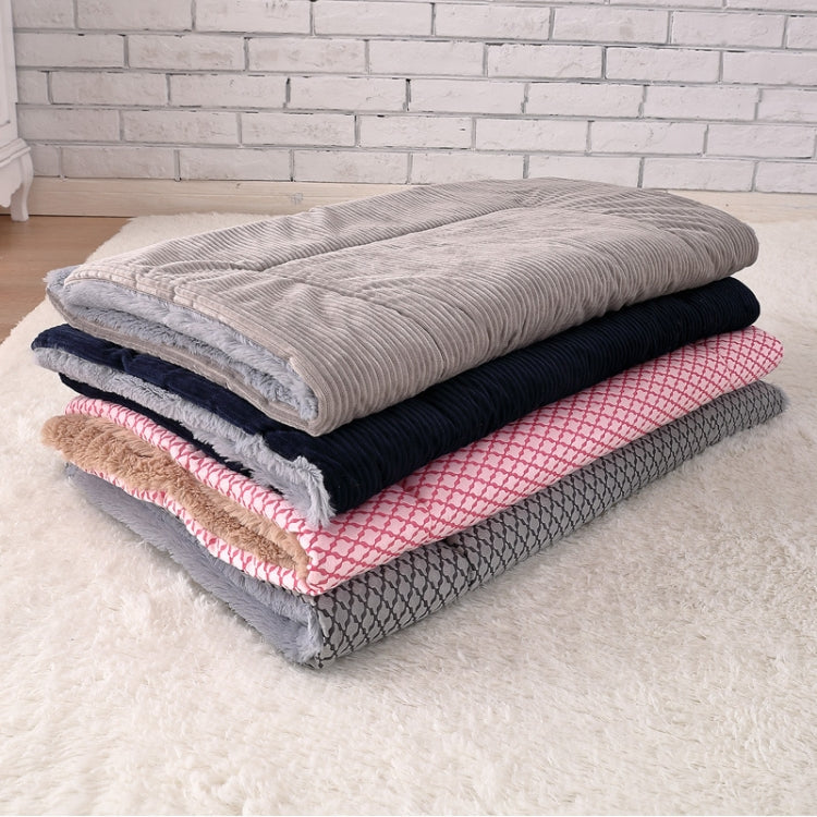 Double Sided Pet Mat Four Seasons Warm Dog Blanket,Size: L(Short Plush Gray)