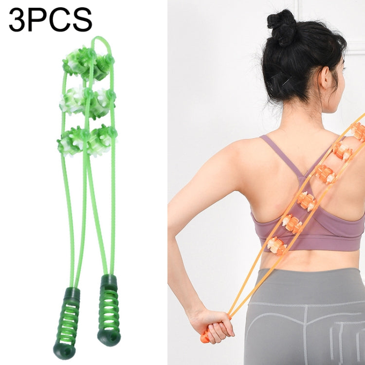 3PCS Plastic Back Puller Shoulder Waist Back Manual Roller Massager, Style:, Two Wheels (Yellow), Three Wheels (Green), Three Wheels (Yellow)