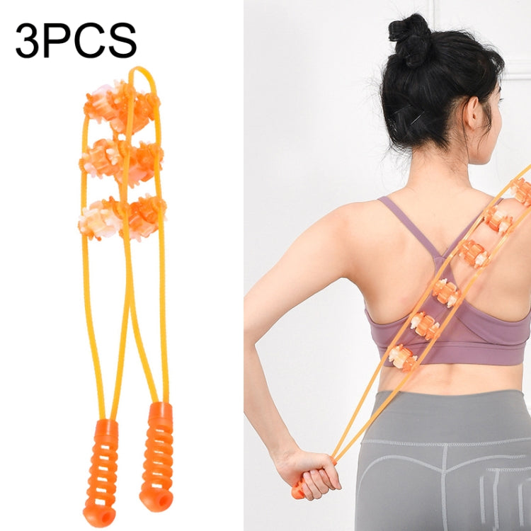 3PCS Plastic Back Puller Shoulder Waist Back Manual Roller Massager, Style:, Two Wheels (Yellow), Three Wheels (Green), Three Wheels (Yellow)