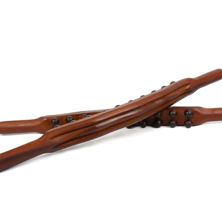 Carbonized Double Row 20-bead Massage Rolling Stick Meridian Dredging Stick, 58cm 20 Beads