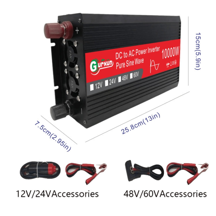 Gurxun HZ1500-10000 Sine Wave 10000W Inverter Power Converter, 10000W 12V To 220V, 10000W 24V To 220V, 10000W 48V To 220V, 10000W 60V To 220V, 10000W 12V To 110V