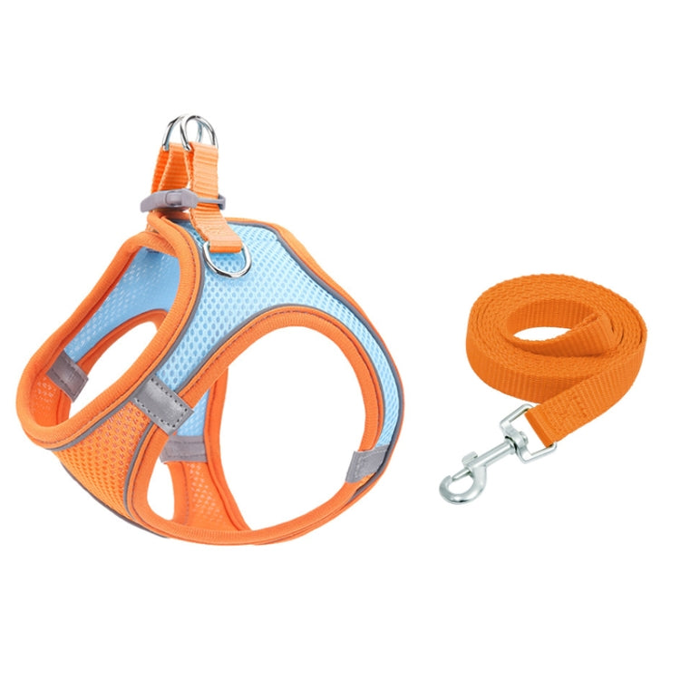 TM050 Pet Chest Strap Vest Type Breathable Reflective Traction Rope XXXS(Blue Orange)