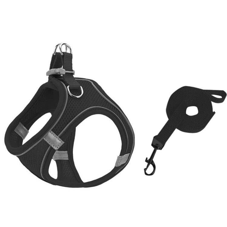 TM050 Pet Chest Strap Vest Type Breathable Reflective Traction Rope L(Black)