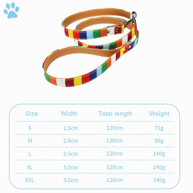 Canvas + PU Colorful Strip Pet Dog Leash S 1.5 x 120cm