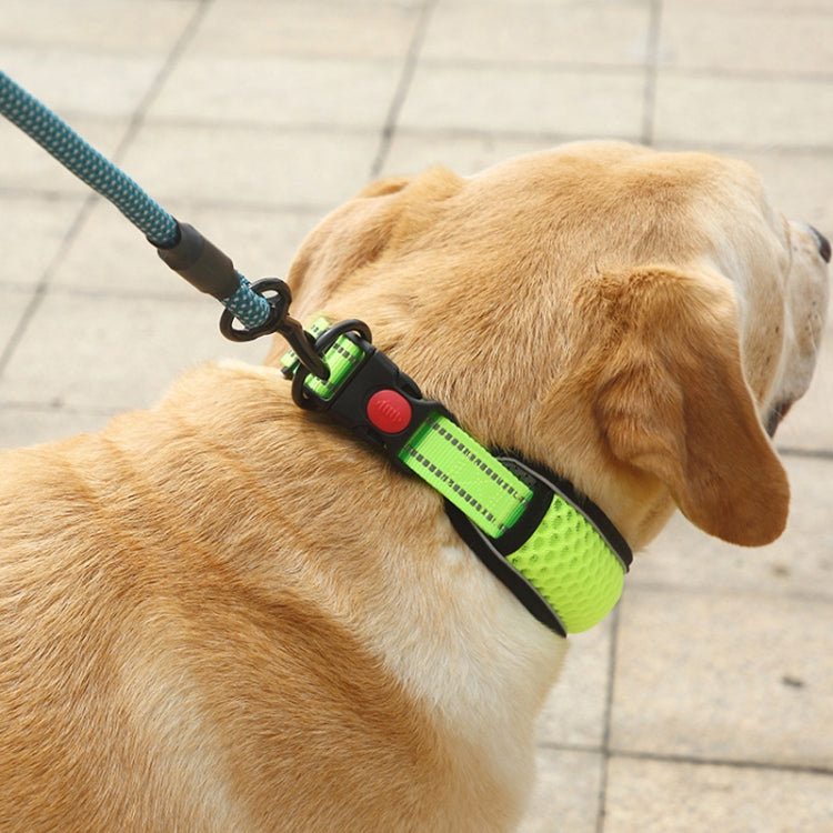 Honeycomb Net Dog Collar Neck Collar Breathable Reflective Anti-Strangle Collar S(Red)