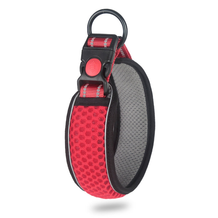 Honeycomb Net Dog Collar Neck Collar Breathable Reflective Anti-Strangle Collar S(Red)