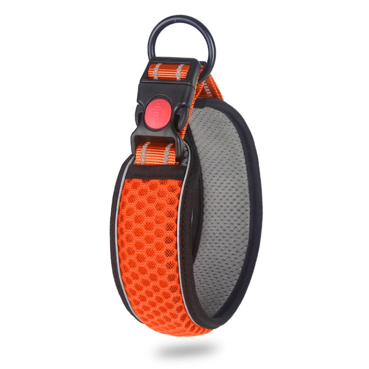 Honeycomb Net Dog Collar Neck Collar Breathable Reflective Anti-Strangle Collar L(Fluorescent Orange)