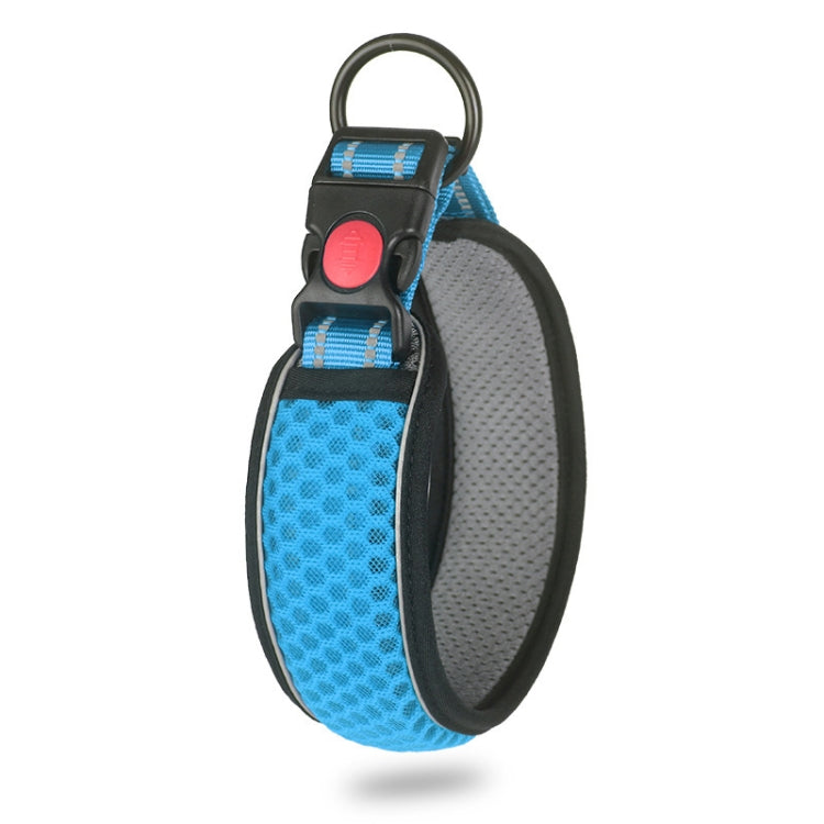Honeycomb Net Dog Collar Neck Collar Breathable Reflective Anti-Strangle Collar XL(Light Blue)