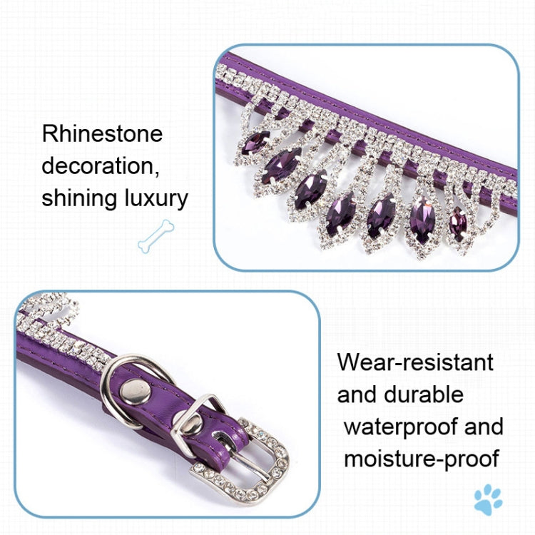 Gem Rhinestone Pet Collar Puppy Cat Pet Collar XS(Pink)
