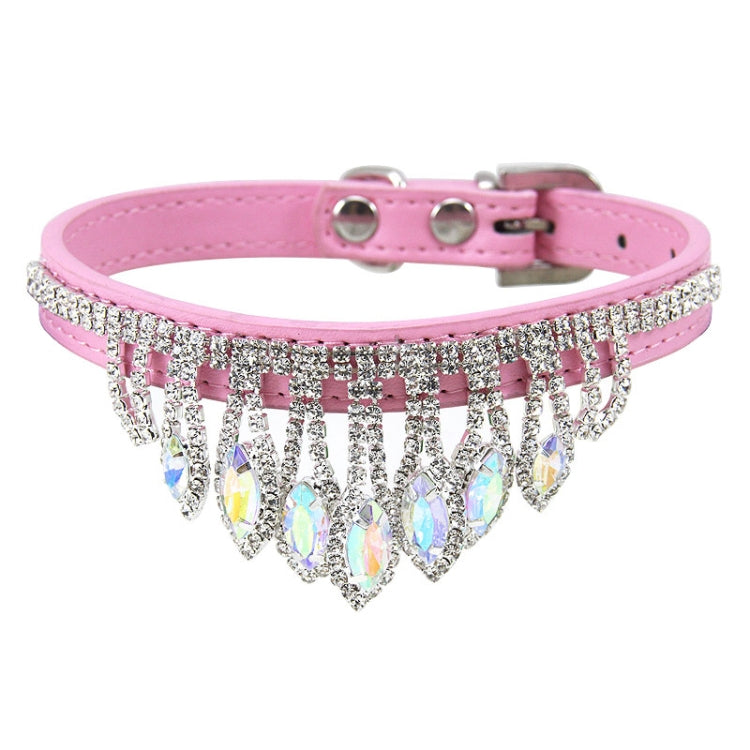 Gem Rhinestone Pet Collar Puppy Cat Pet Collar S(Pink)