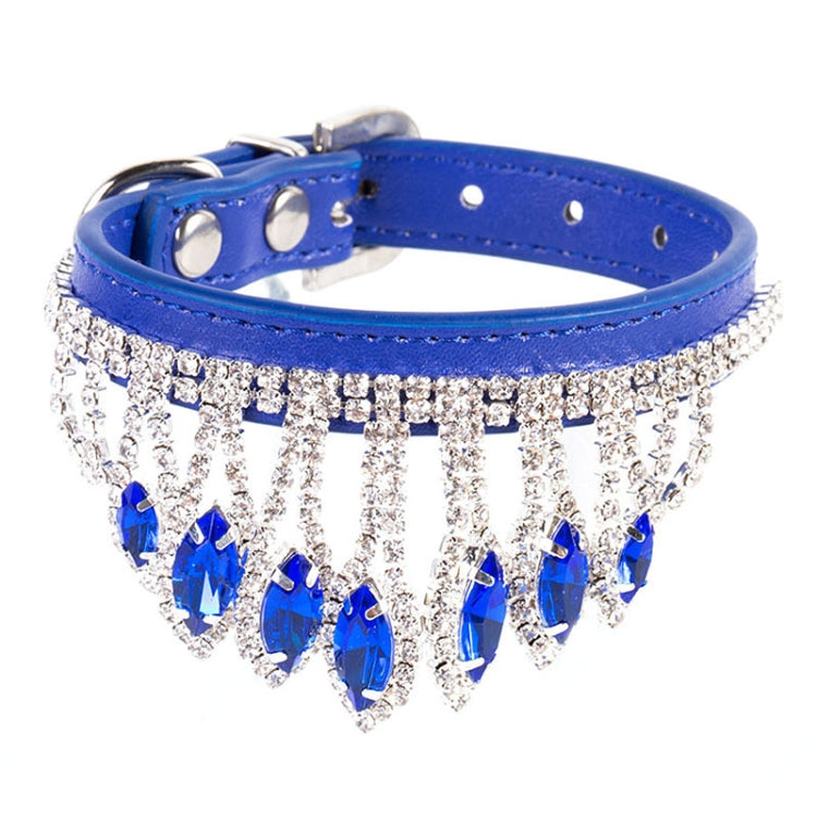 Gem Rhinestone Pet Collar Puppy Cat Pet Collar M(Blue)