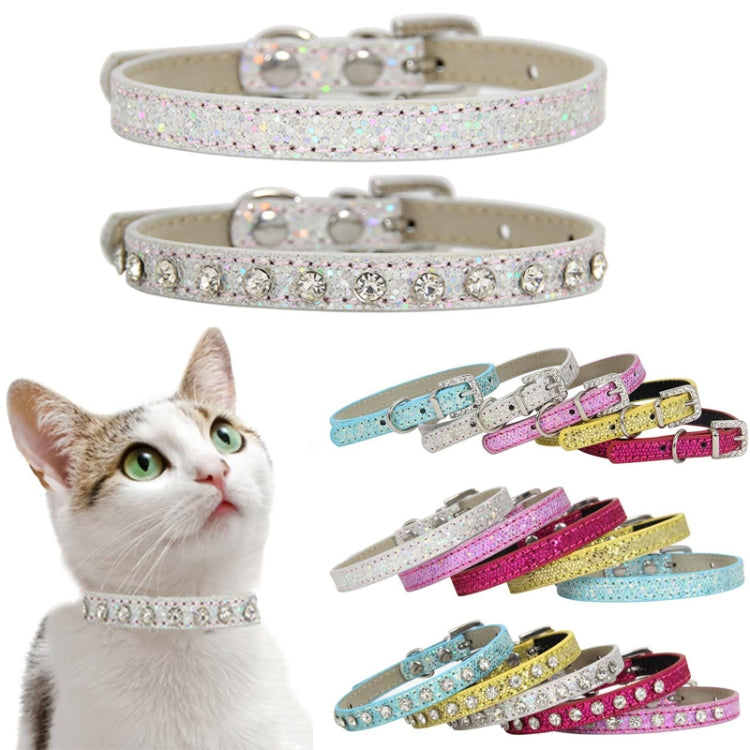 1.0 x 30cm Glitter Diamond Cat Neck Collar Decorative Supplies, Color: Diamond Rose Red