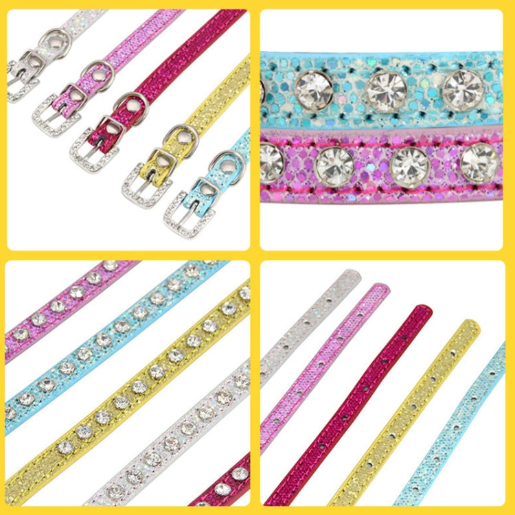 1.5 x 30cm Glitter Diamond Cat Neck Collar Decorative Supplies, Color: Diamond Rose Red