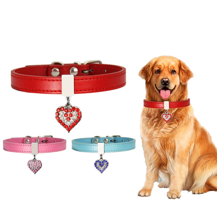 Heart Shaped Pendant PU Leather Dog Collar Pet Dog Leash, Size: M 1.3-35cm(Red)