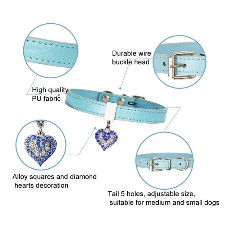 Heart Shaped Pendant PU Leather Dog Collar Pet Dog Leash, Size: S 1.3-30cm(Pink)