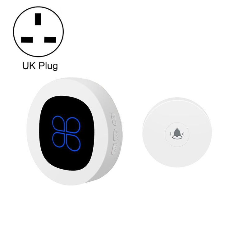 R16 1 For 1 Smart Wireless Self-Powered Hotel Home Electronic Call Doorbell(UK Plug White)