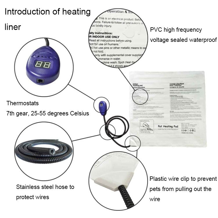 30x30cm Coffee 12V Low Voltage Multifunctional Warm Pet Heating Pad Pet Electric Blanket(EU Plug)