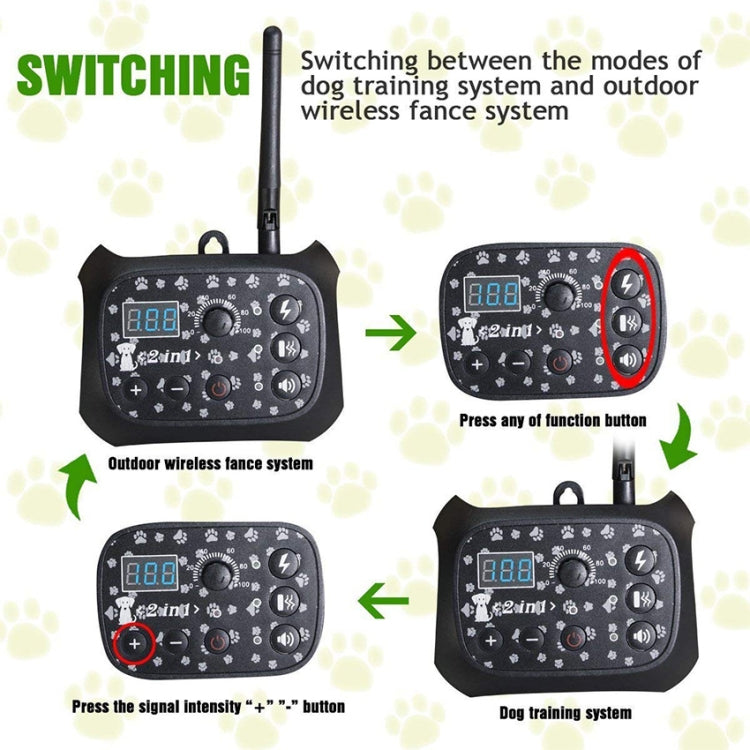 TF68 2-in-1 Dog Trainer Outdoor Electronic Wireless Fence With Collar UK Plug