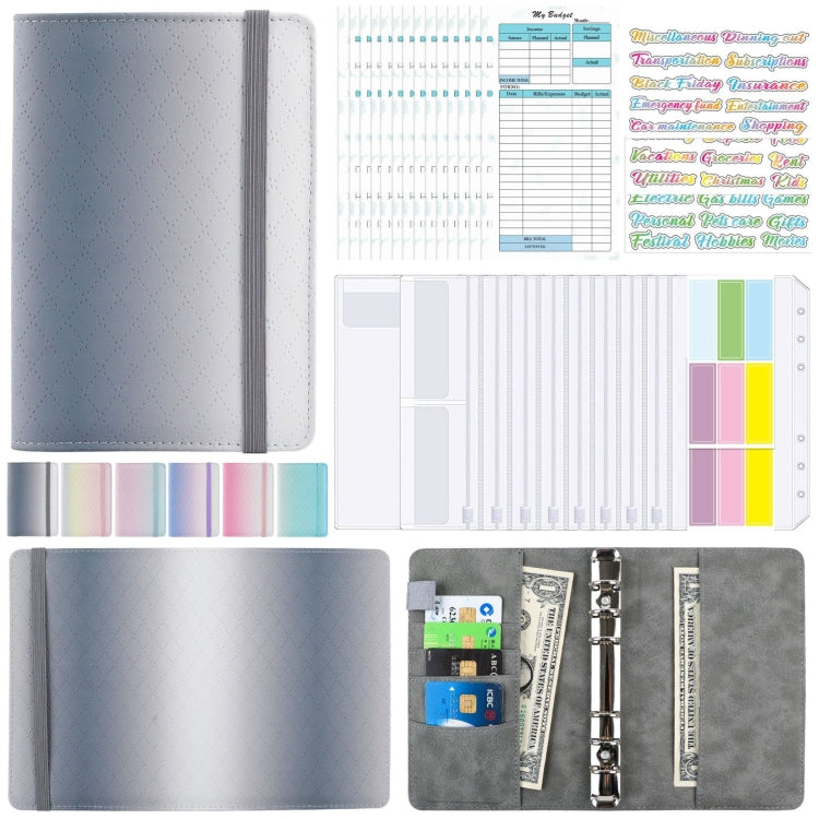 A6 Gradient Macaroon Loose-leaf Handbook Cash Budget Book, Pink Purple Green, Gray White, Yellow Pink Purple, Green Yellow Pink, Blue Green Purple, Green Blue White