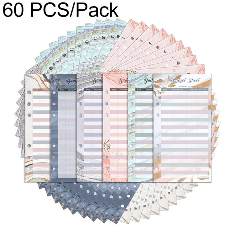 60 Sheets Cash Budget Card Loose-leaf Bookkeeping Replacement Core
